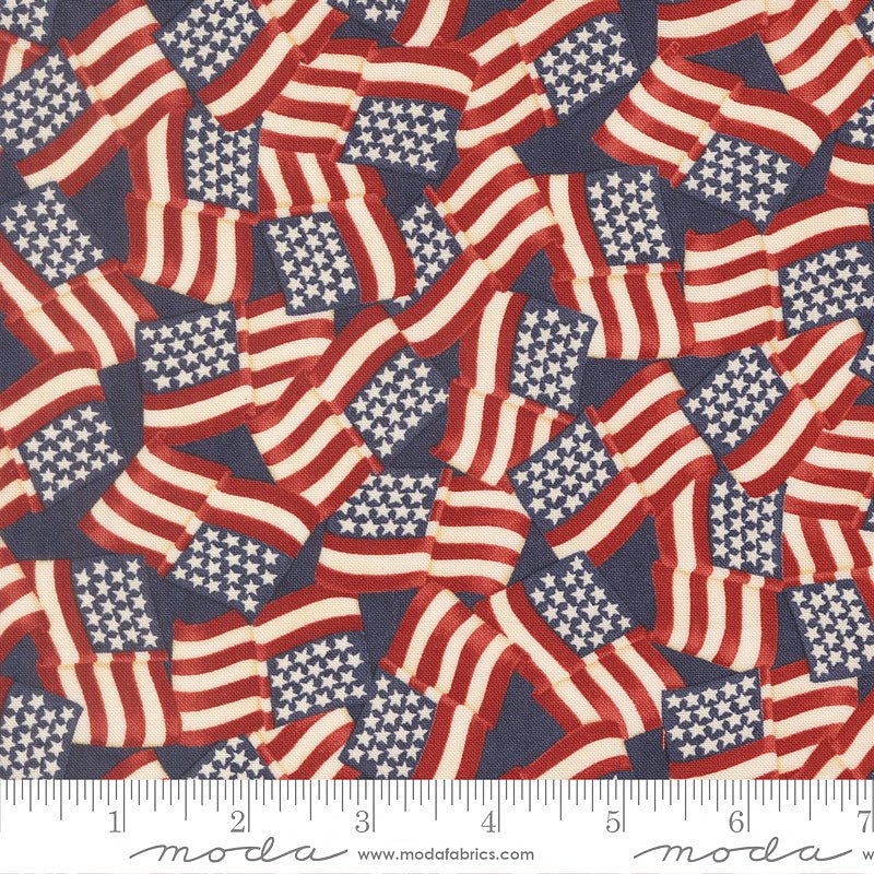 America 250 Years Waving Flags Loyalty Blue - Moda from Fort Worth Fabric Studio