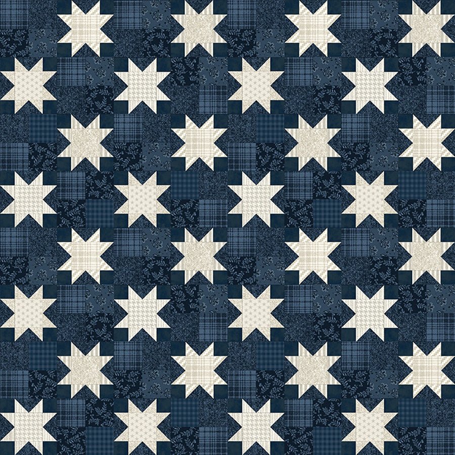 American Valor Quilt Stars Navy – Remnant 30″ × 44″