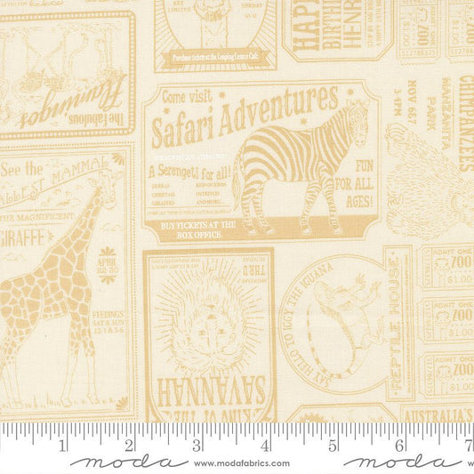 Animal Park Fun Text & Words Dove Natural - Moda from Fort Worth Fabric Studio