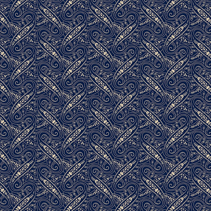 Anna B's Indigos Paisley Navy – Remnant 42″ × 44″