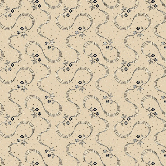 Anna B's Indigos Ribbons Beige - Marcus Fabrics from Fort Worth Fabric Studio