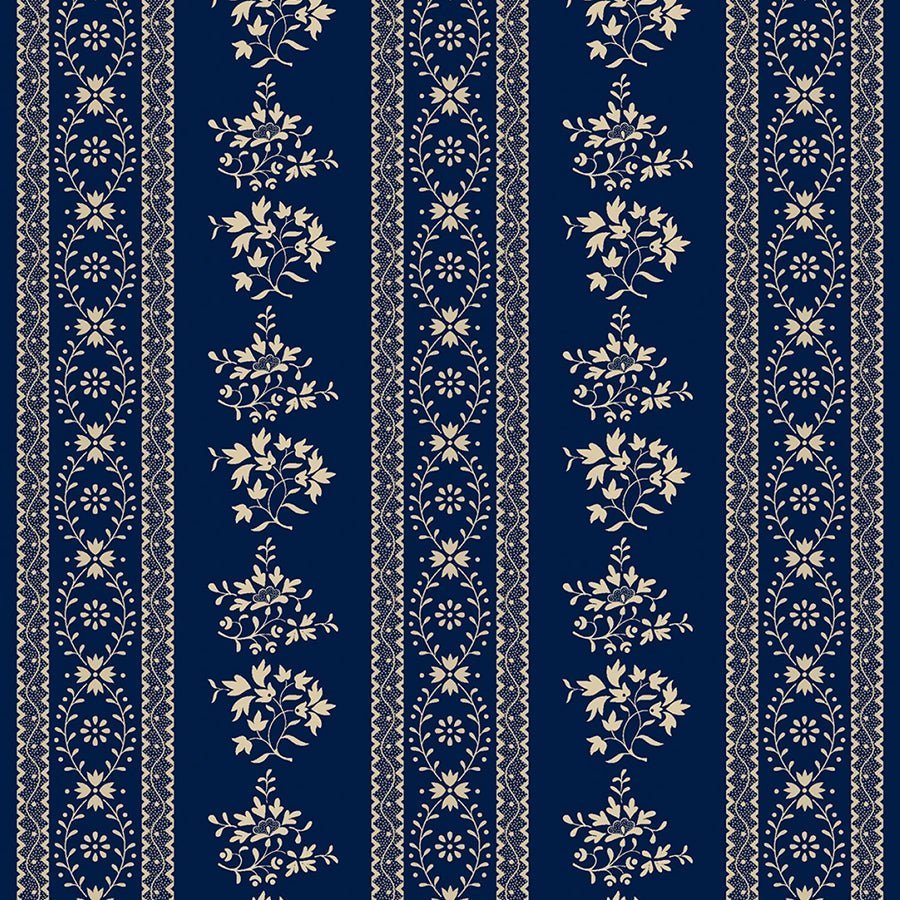 Anna B's Indigos Stripe Navy – Remnant 27″ × 44″ - Marcus Fabrics from Fort Worth Fabric Studio