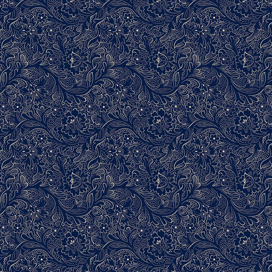 Anna B's Indigos Tulip Vine Navy – Remnant 26″ × 44″