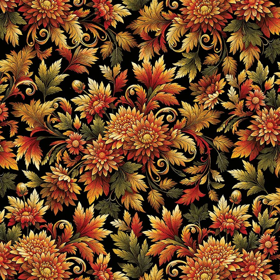 Autumn Cats Autumn Splendor Black/Spice - Benartex from Fort Worth Fabric Studio