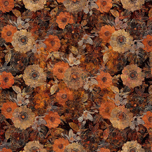 Autumn Elegance Floral Blooms Multi - In the Beginning from Fort Worth Fabric Studio