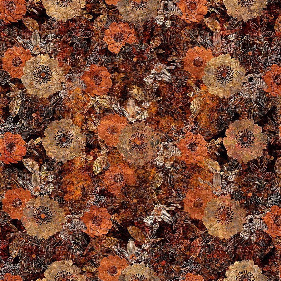 Autumn Elegance Floral Blooms Multi – Remnant 24″ × 44″