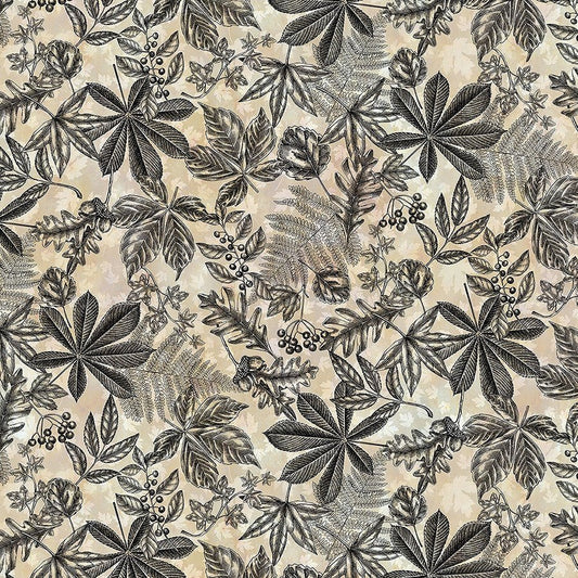 Autumn Elegance Leaf & Fern Toile Cream - In the Beginning from Fort Worth Fabric Studio