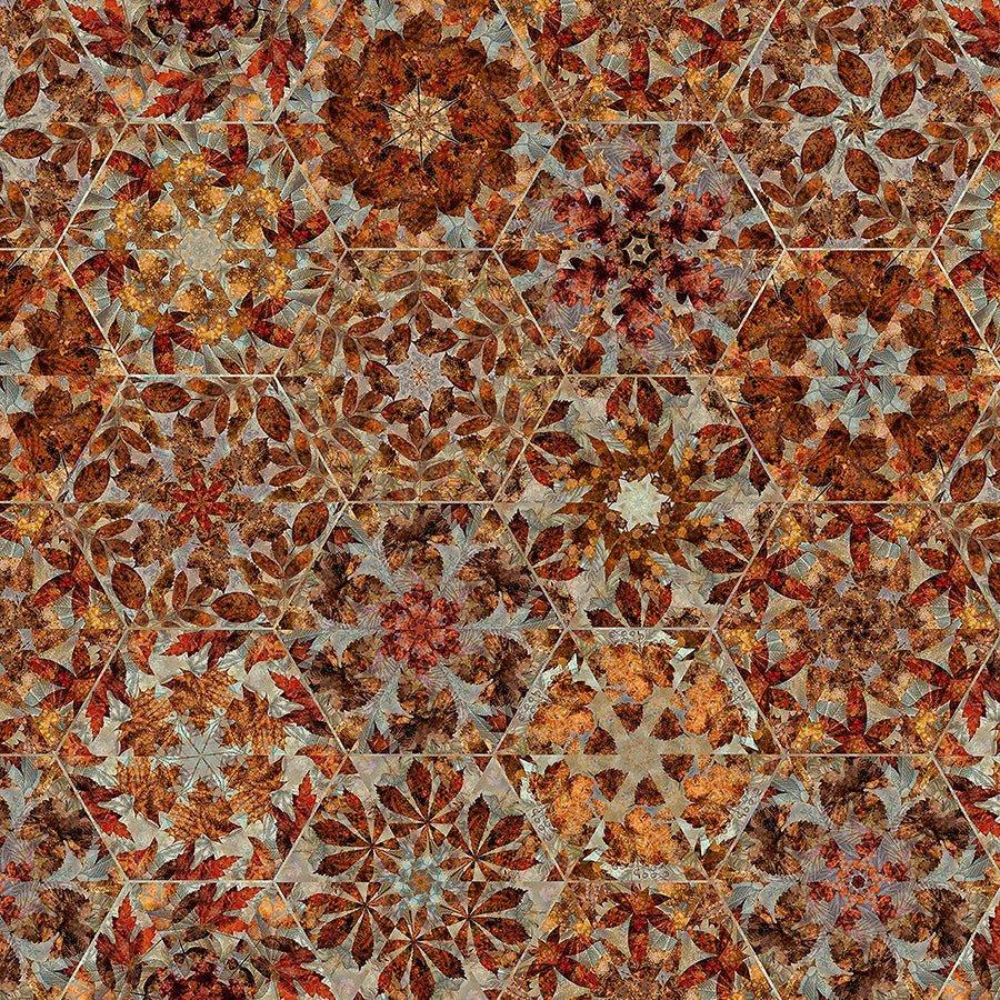 Autumn Elegance Leaf Kaleidoscope Rust Taupe – Remnant 29″ × 44″