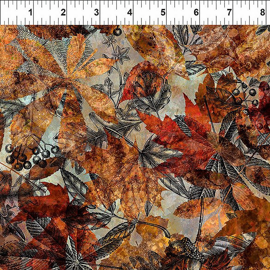 Autumn Elegance Leaves Toile Multi - In the Beginning from Fort Worth Fabric Studio