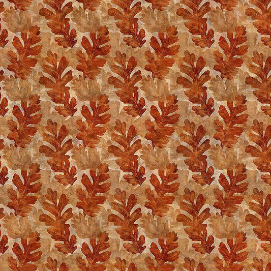 Autumn Elegance Oak Leaves Rust - In the Beginning from Fort Worth Fabric Studio
