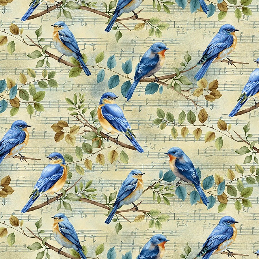 Awakenings Bird Song Pale Blue - Henry Glass from Fort Worth Fabric Studio
