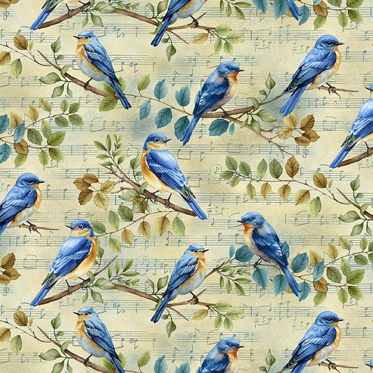 Awakenings Bird Song Pale Blue - Henry Glass from Fort Worth Fabric Studio