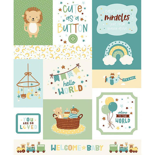 Baby Boy 35 ½" Cute as a Button Panel Multi - Riley Blake from Fort Worth Fabric Studio