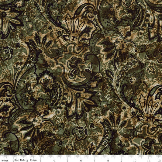 Bandanas Batiks Dark Vintage Green - Riley Blake from Fort Worth Fabric Studio