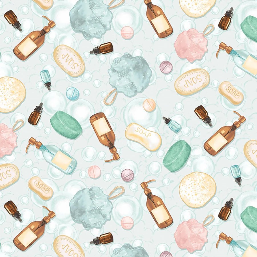 Bathing Bonnies Toiletries Mint - Studio E from Fort Worth Fabric Studio
