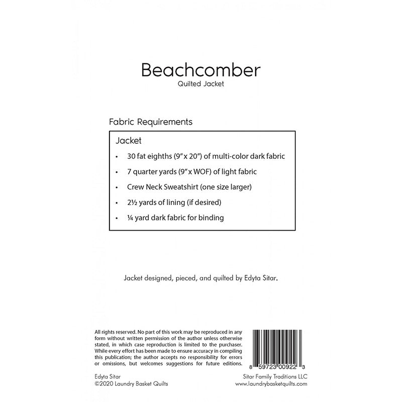 Beachcomber Quilted Jacket Pattern by Laundry Basket Quilts - Laundry Basket Quilts from Fort Worth Fabric Studio