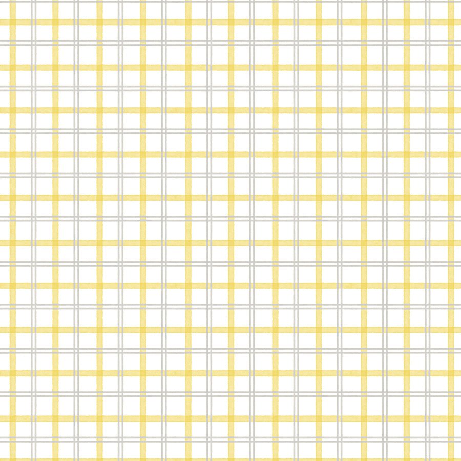 Bees & Blooms Plaid White/Yellow – Remnant 17″ × 44″ - Wilmington Prints from Fort Worth Fabric Studio
