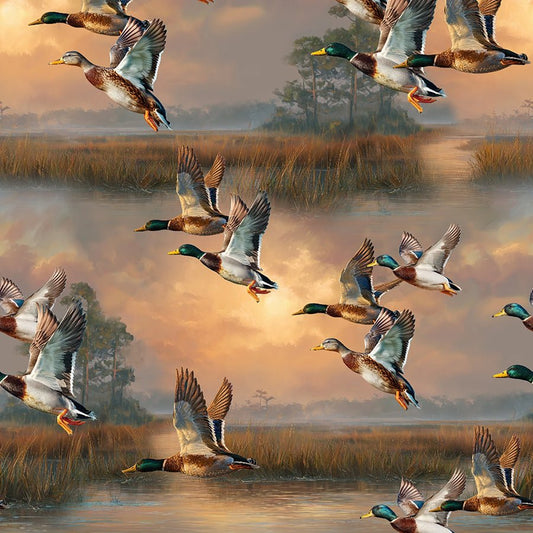 Before The Shot Taking Flight Multi - 3 Wishes Fabric from Fort Worth Fabric Studio