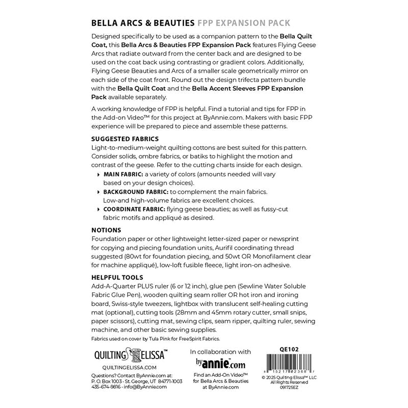 Bella Quilt Coat ARCS & BEAUTIES Companion Pattern by Quilting Elissa & byAnnie - ByAnnie from Fort Worth Fabric Studio