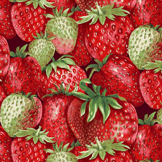 Berry Besties Packed Strawberries Red/Green - Henry Glass from Fort Worth Fabric Studio