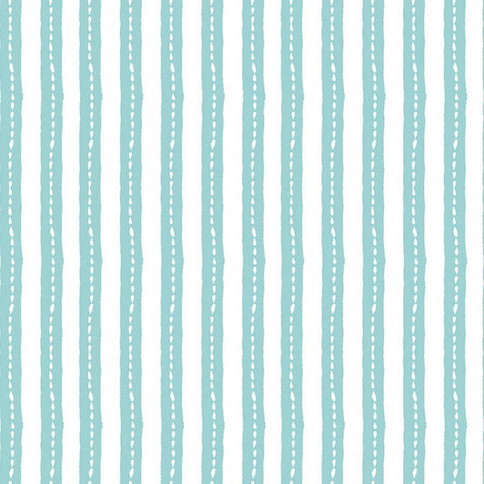 Berry Sweet Stitchy Stripe Aqua - Clothworks from Fort Worth Fabric Studio