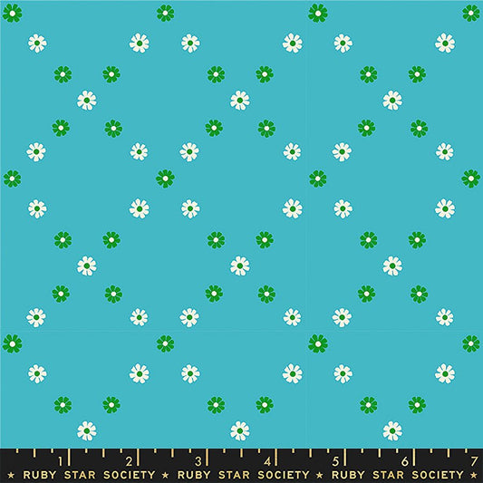 Best Day Ever Diamond Flowers Dark Turquoise - Ruby Star Society from Fort Worth Fabric Studio