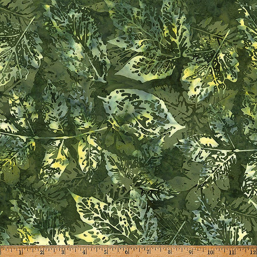 Big Foot Bali Batiks Leaves Tavarua - Hoffman from Fort Worth Fabric Studio