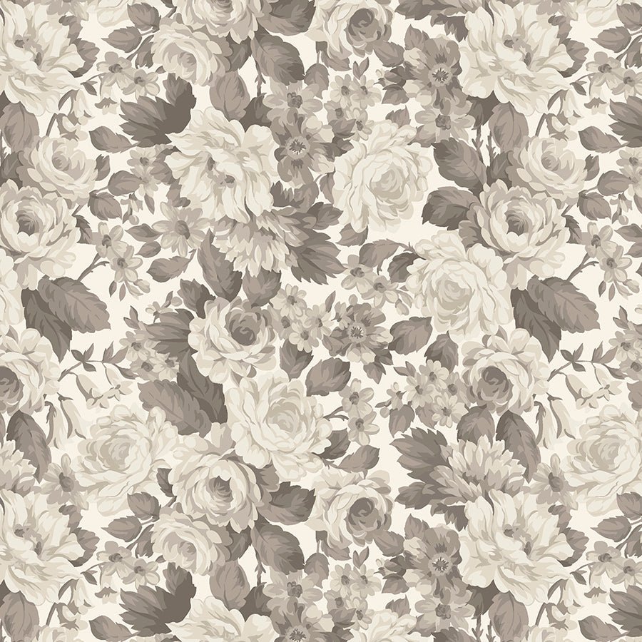 Blackberry Bramble Packed Floral Ivory Tonal – Remnant 42″ × 44″
