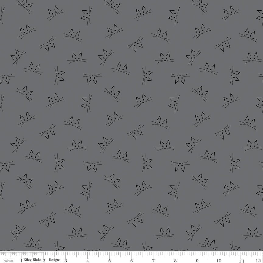 Blackout Cat Face Gray – Remnant 17" × 44"