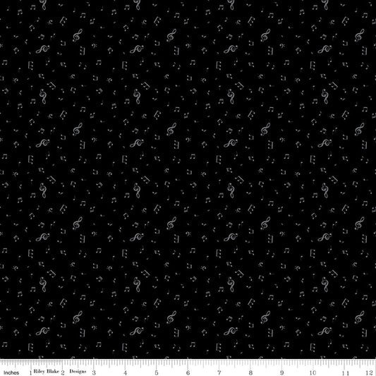 Blackout Notes Black - Riley Blake from Fort Worth Fabric Studio