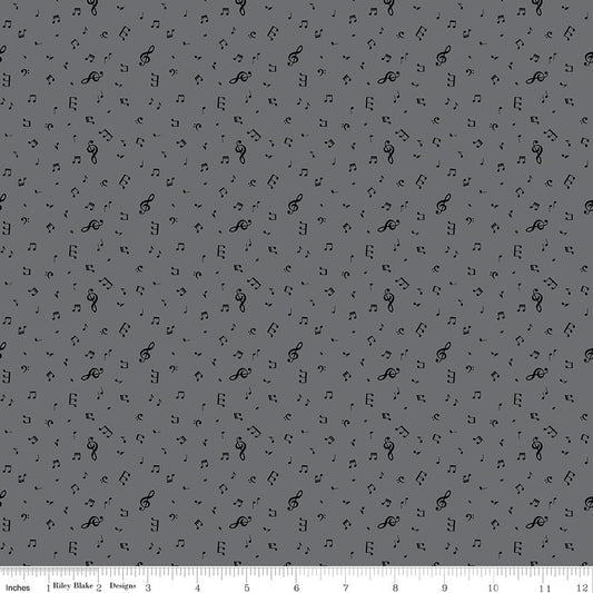 Blackout Notes Gray - Riley Blake from Fort Worth Fabric Studio