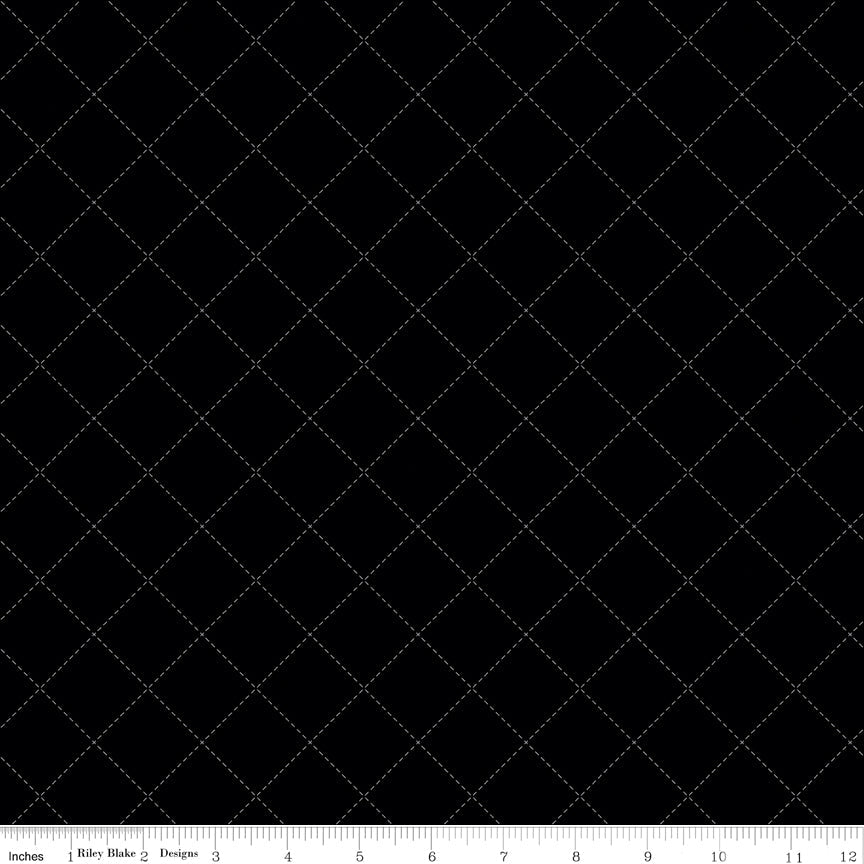 Blackout Stitch Black - Riley Blake from Fort Worth Fabric Studio
