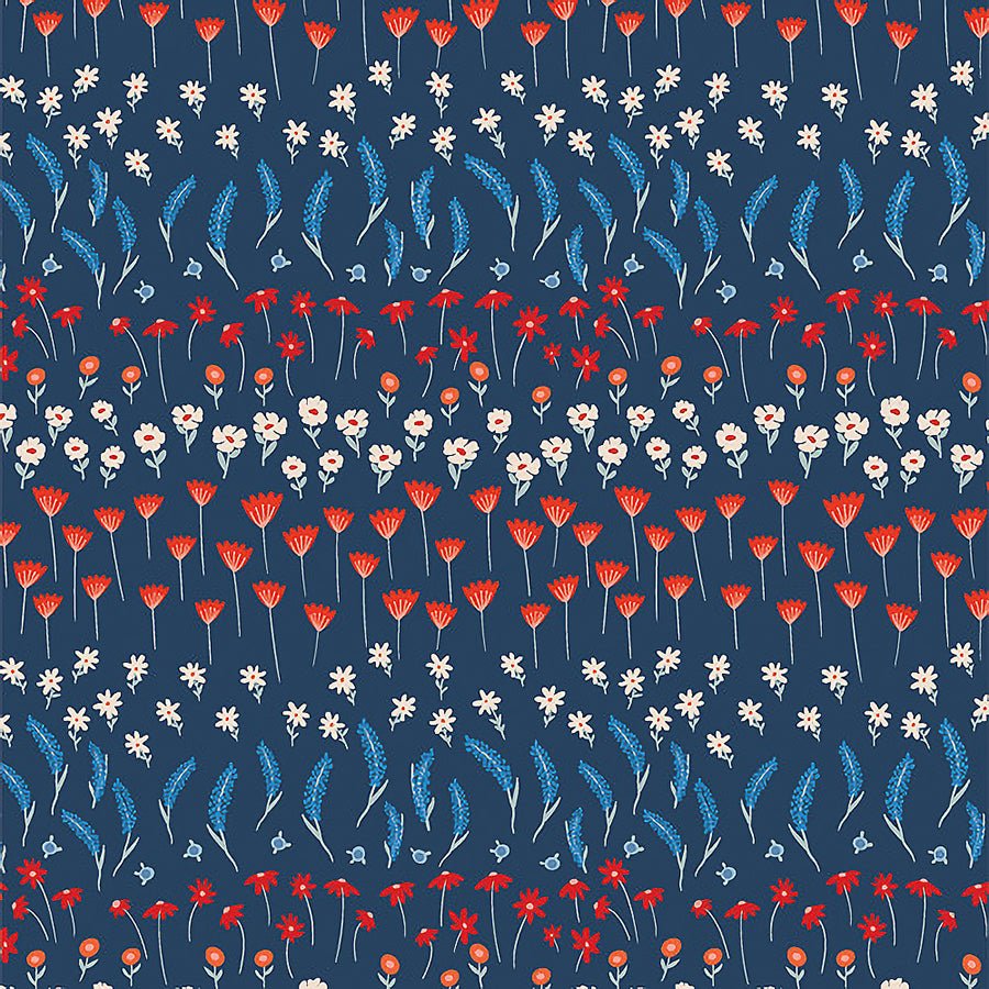 Bloomin' Americana Liberty Garden Blue Multi - Art Gallery from Fort Worth Fabric Studio