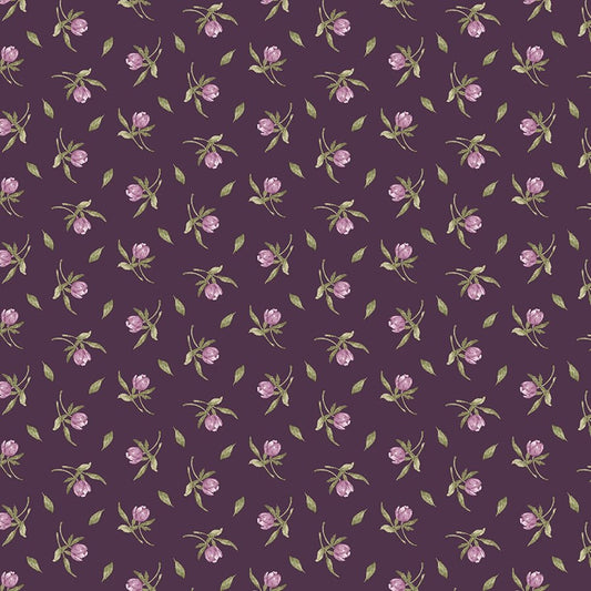Blooming Beauty Tossed Buds Plum/Multi - Henry Glass from Fort Worth Fabric Studio