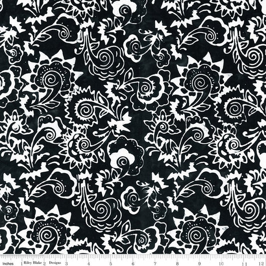 Blooms at Dusk Batiks Blossoms Licorice Candy - Riley Blake from Fort Worth Fabric Studio