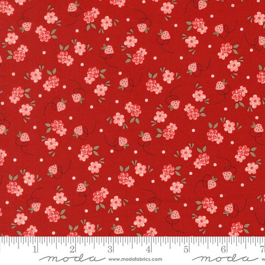 Blossom Jubilee Strawberry Florals Cherry - Moda from Fort Worth Fabric Studio