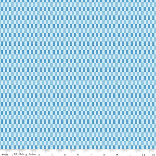 Blue Blooms & Threads Checks Blue - Riley Blake from Fort Worth Fabric Studio