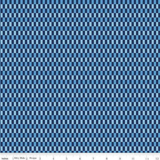 Blue Blooms & Threads Checks Navy - Riley Blake from Fort Worth Fabric Studio