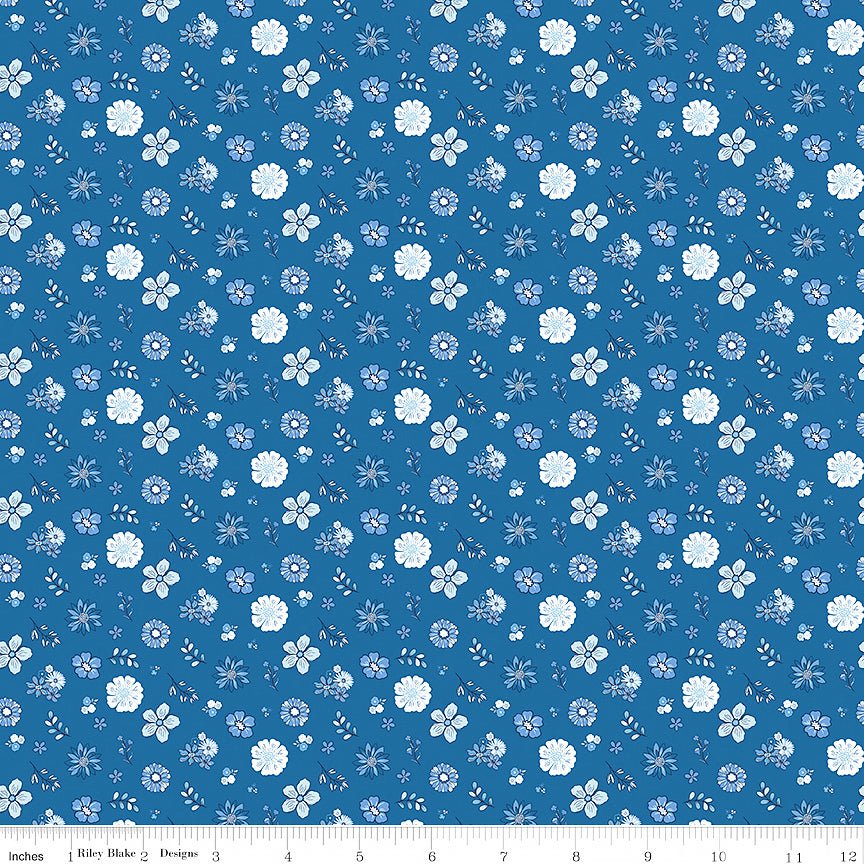 Blue Blooms & Threads Floral Denim - Riley Blake from Fort Worth Fabric Studio