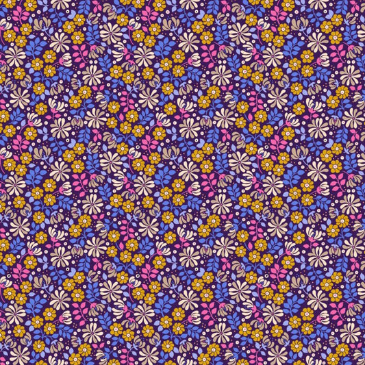 Boho Blooms Floral Burst Dark Purple - Lewis & Irene from Fort Worth Fabric Studio
