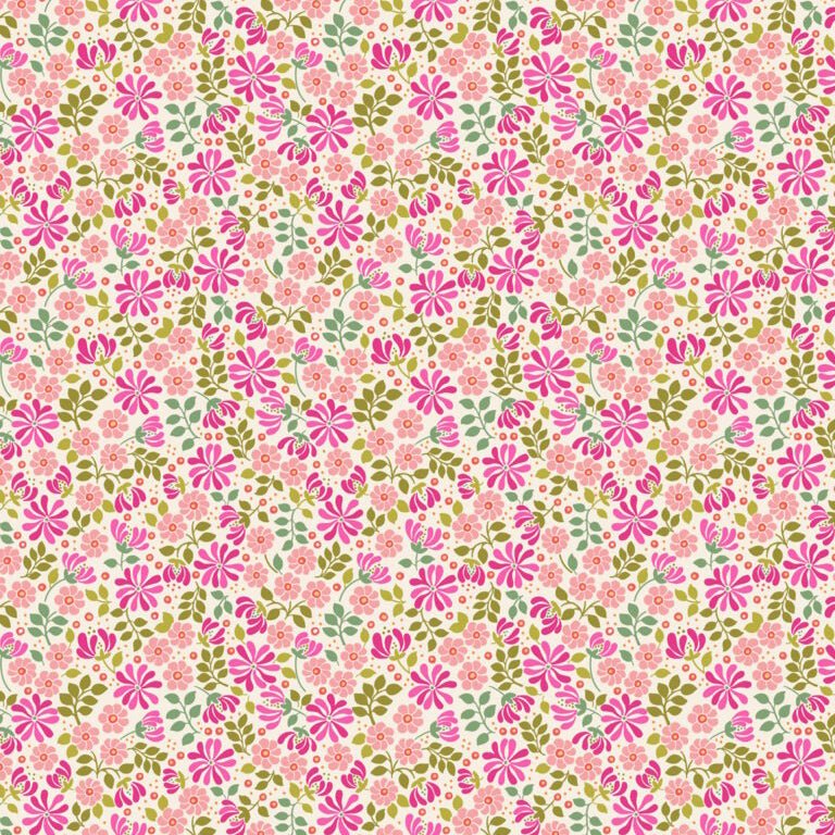 Boho Blooms Floral Burst Pink/Green – Remnant 34″ × 44″