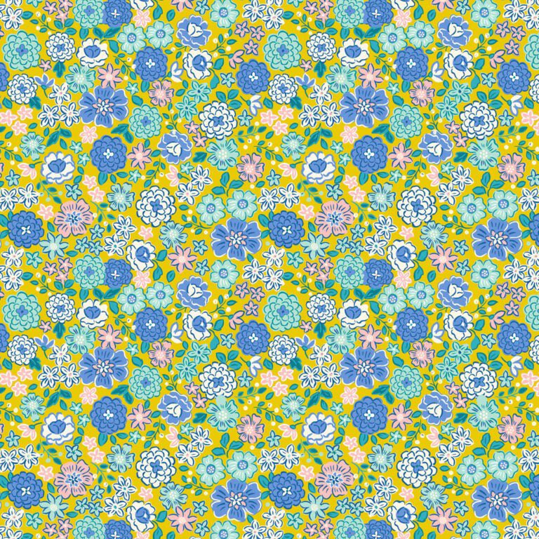Boho Blooms Main Yellow - Lewis & Irene from Fort Worth Fabric Studio
