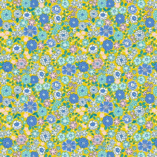Boho Blooms Main Yellow - Lewis & Irene from Fort Worth Fabric Studio