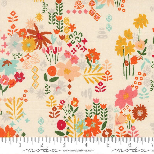 Boho Haven Busy Florals Eggshell – Remnant 19" × 44" - Moda from Fort Worth Fabric Studio