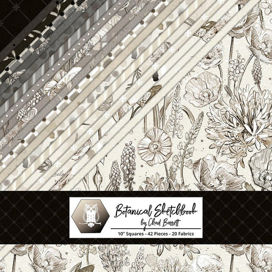 Botanical Sketchbook 10" Squares - White Owl Textiles from Fort Worth Fabric Studio