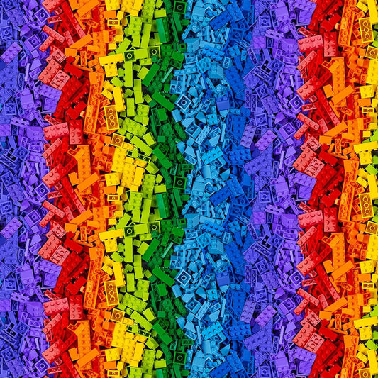 Build Me Up Building Block Stripe Rainbow - Timeless Treasures from Fort Worth Fabric Studio