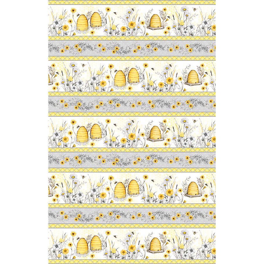 Buzzin' Blooms Repeating Stripe Multi - Wilmington Prints from Fort Worth Fabric Studio