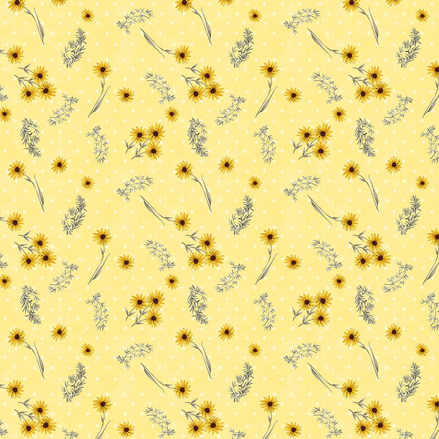 Buzzin' Blooms Small Florals Yellow - Wilmington Prints from Fort Worth Fabric Studio