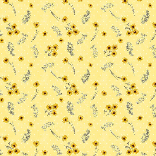 Buzzin' Blooms Small Florals Yellow - Wilmington Prints from Fort Worth Fabric Studio