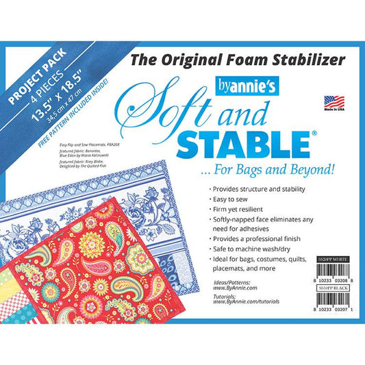 By Annie's Soft and Stable Original Foam Stabilizer 13.5" X 18.5" Project Pack White - ByAnnie from Fort Worth Fabric Studio